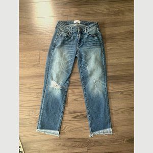 Parker Smith high quality denim straight crop ankle fray jeans